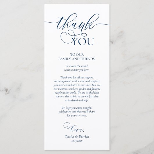 Instelling in de binnenplaats Hartelijk dank, Navy Programmakaart (Voorkant)