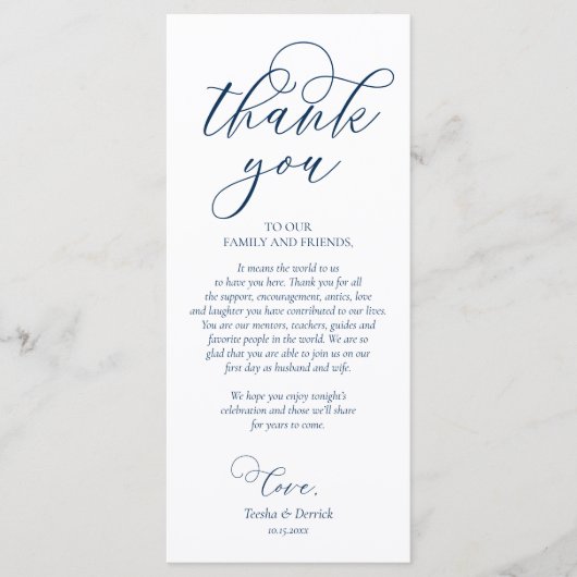 Instelling in de binnenplaats Hartelijk dank, Navy Programmakaart (Voorkant)