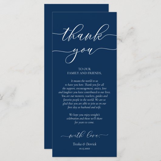 Instelling in de binnenplaats Hartelijk dank, Navy Programmakaart (Voorkant / Achterkant)