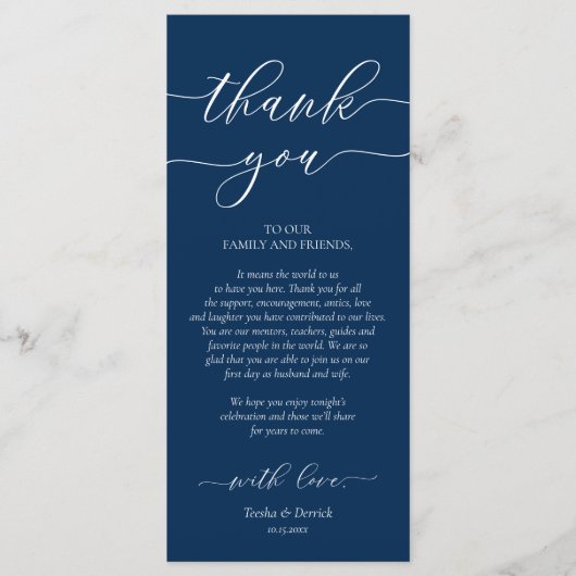 Instelling in de binnenplaats Hartelijk dank, Navy Programmakaart (Voorkant)