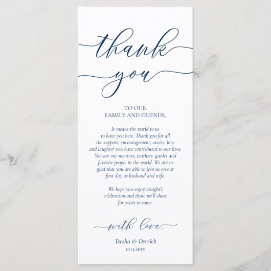 Instelling in de binnenplaats Hartelijk dank, Navy Programmakaart (Voorkant)