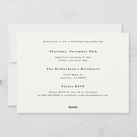 Instelling Thanksgiving tabel geïllustreerde uitno Feestdagenkaart (Achterkant)