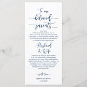 Instelling van de eetplek, bedankt marineblauw, ka programmakaart (Voorkant)