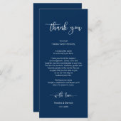 Instelling van de eetplek Dank u, Navy Blue, kaart (Voorkant / Achterkant)