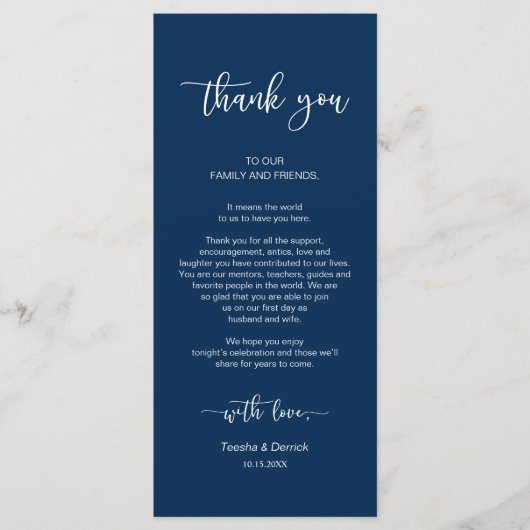 Instelling van de eetplek Dank u, Navy Blue, kaart (Voorkant)