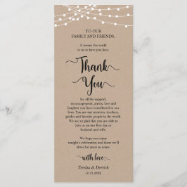 Instelling van de eetplek Dank u wel, Rustic Kraft Programmakaart