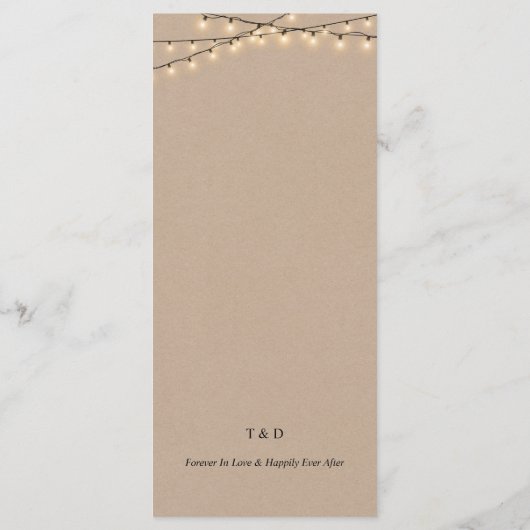 Instelling van de eetplek Dank u wel, Rustic Kraft Programmakaart (Achterkant)