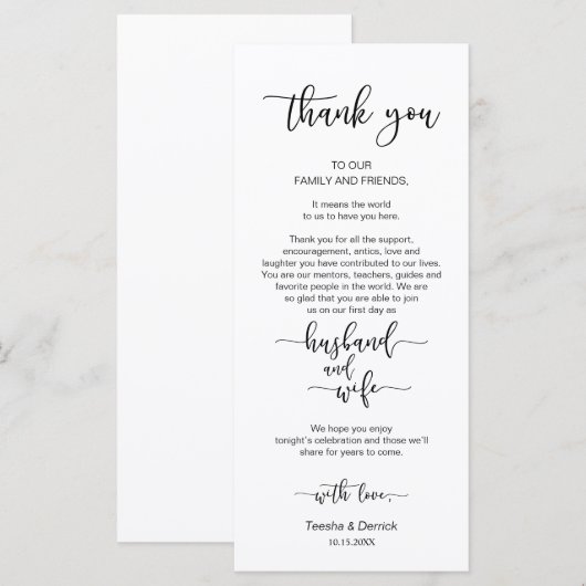 Instelling voor de binnenplaats Hartelijk dank, zw Programmakaart (Voorkant / Achterkant)