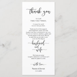 Instelling voor de binnenplaats Hartelijk dank, zw Programmakaart