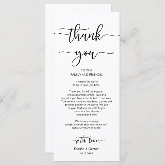 Instelling voor de binnenplaats Hartelijk dank, zw Programmakaart (Voorkant / Achterkant)