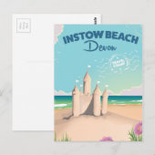 Instow Beach Devon vintage-poster Briefkaart (Voorkant / Achterkant)