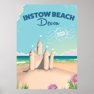 Instow Beach Devon vintage reisposter Poster