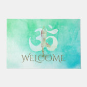 Instructeur Meditation Yoga Pose Om Symbol Welkoms Deurmat (Voorkant)