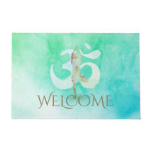 Instructeur Meditation Yoga Pose Om Symbol Welkoms