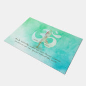 Instructeur Meditation Yoga Pose Om Symbol Welkoms Deurmat (Schuin)