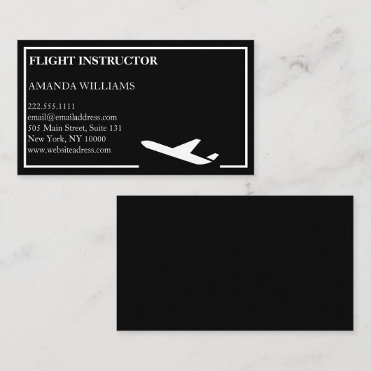 instructeur moderne straalvliegtuigen visitekaartje (Voorkant / Achterkant)