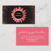 Instructeur | Roze Daisy Gold Glitter Black van de Visitekaartje (Voorkant / Achterkant)
