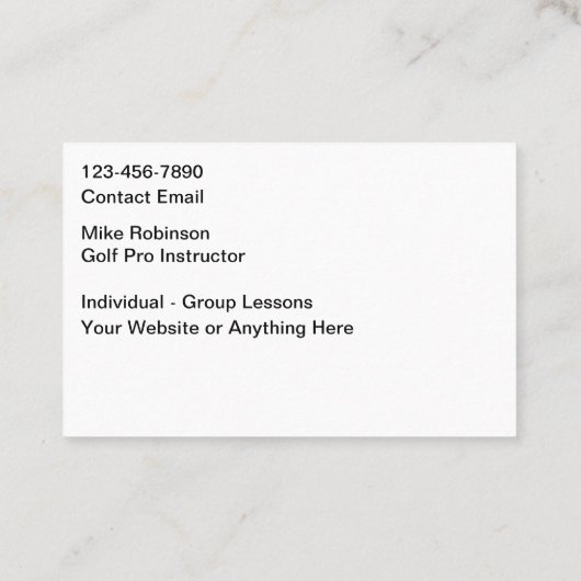 instructeur voor golflessen visitekaartje (Achterkant)