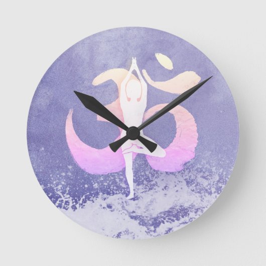 Instructeur voor Meditatie Yoga Pose om Sign Zeer Ronde Klok (Voorkant)