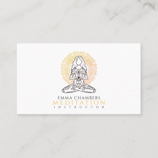 Instructeur voor Meditation Lotus Pose Gold Mandal Visitekaartje (Voorkant)