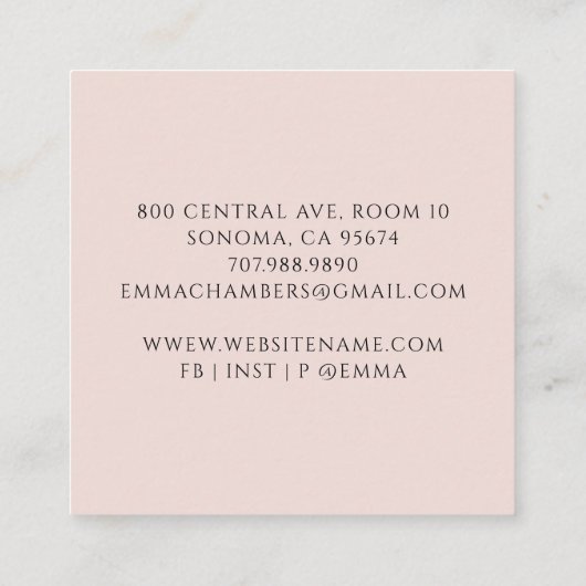 Instructeur voor Meditor Lotus Pose Pink Vierkante Visitekaartje (Achterkant)