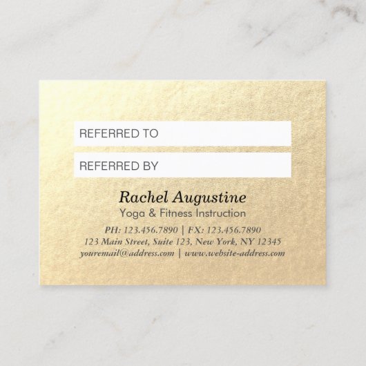 Instructeur voor YOGA Meditation Gold Lotus Referr Aanbevelingskaartje (Achterkant)