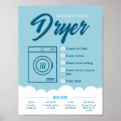 Instructiebord voor tumbler-droger wasstraat poste poster (Voorkant)