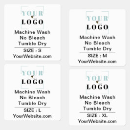 Instructies en grootte vierkant wit kleding labels