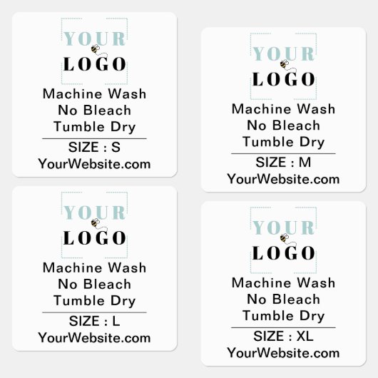 Instructies en grootte vierkant wit kleding labels (Groep)