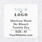 Instructies en grootte vierkant wit kleding labels (Design 2)