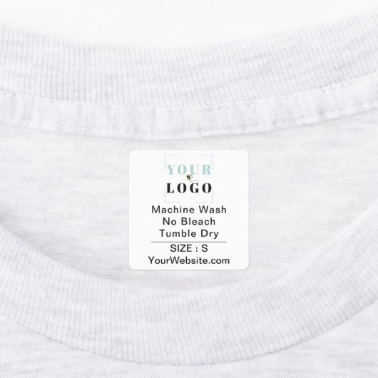 Instructies en grootte vierkant wit kleding labels (Aangebracht)