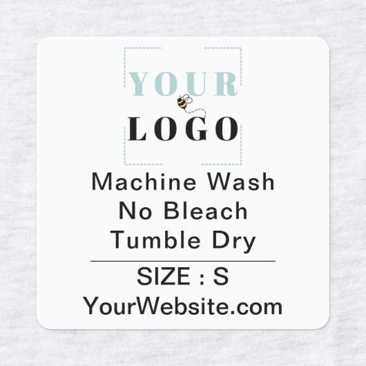 Instructies en grootte vierkant wit kleding labels (Design 1)