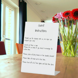 Instructies Informatie Guest House Rental Reclamebord Met Voetstuk