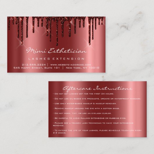 Instructies na levering Lash Burgundy Drift VIP Visitekaartje (Voorkant / Achterkant)