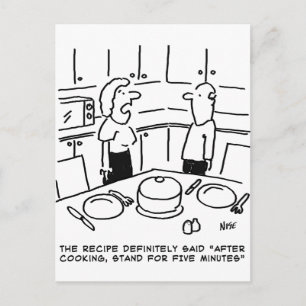 Instructies ontvangen na koken in een keuken briefkaart