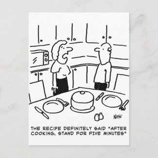 Instructies ontvangen na koken in een keuken briefkaart