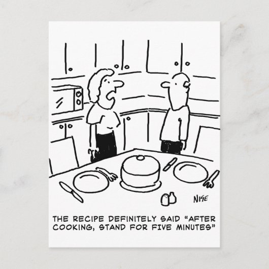 Instructies ontvangen na koken in een keuken briefkaart (Voorkant)