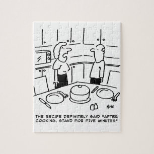 Instructies ontvangen na koken in een keuken legpuzzel