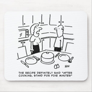 Instructies ontvangen na koken in een keuken muismat