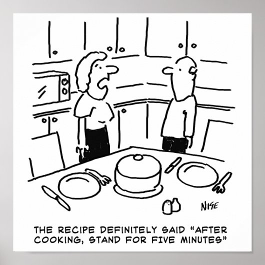 Instructies ontvangen na koken in een keuken poster (Voorkant)