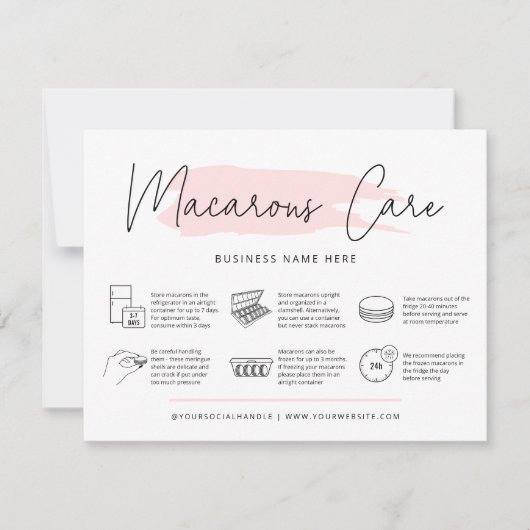 Instructies voor bakkerij voor de Macaronhandleidi Bedankkaart (Voorkant)
