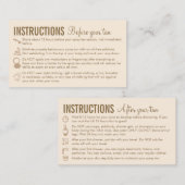 Instructies voor beige zorg vóór na het verstuiven visitekaartje (Voorkant / Achterkant)