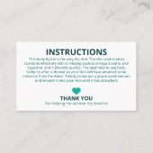 Instructies voor blauwgroen olievloeistoffen visitekaartje (Achterkant)