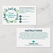 Instructies voor blauwgroen olievloeistoffen visitekaartje (Voorkant / Achterkant)