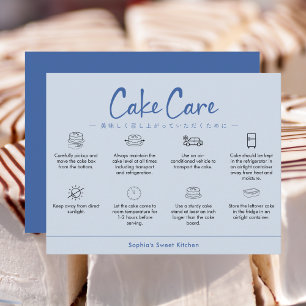 Instructies voor cakeverzorging Blauw Minimalistis Bedankkaart