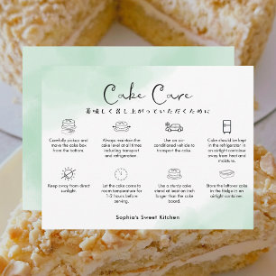 Instructies voor cakeverzorging Groen Eenvoudig Wa Bedankkaart