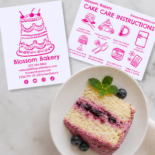 Instructies voor cakeverzorgingskaart bakkerij bru bedankkaart