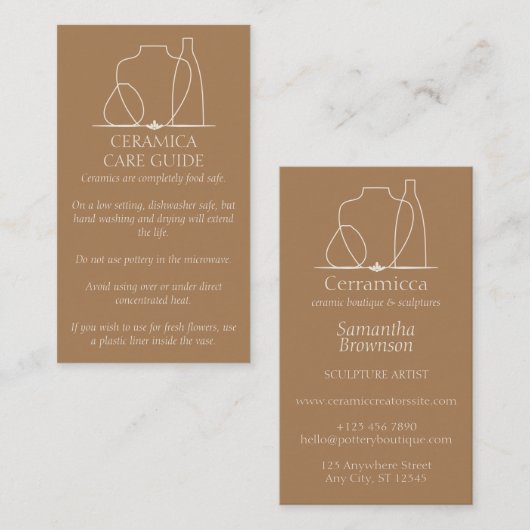 Instructies voor de bruine beige Pottery Vase Cera Visitekaartje (Voorkant / Achterkant)