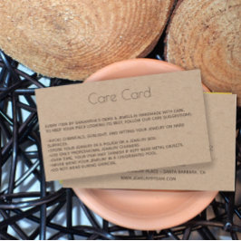 Instructies voor de juwelen-zorgkaart met logo Kra Visitekaartje