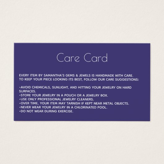 Instructies voor de Kaart van de juwelen met logo  (Voorkant)